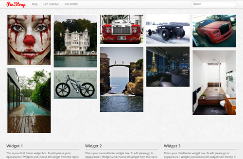 Pinstrap - Pinterest Free Bootstrap Wordpress Theme