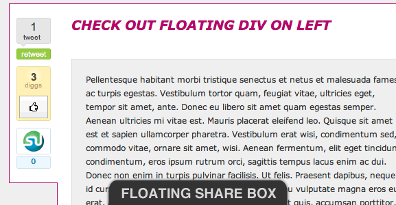 Floating share box