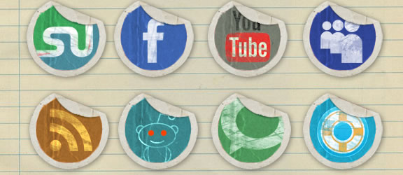 Grunge Peeling Stickers Social Media Icons