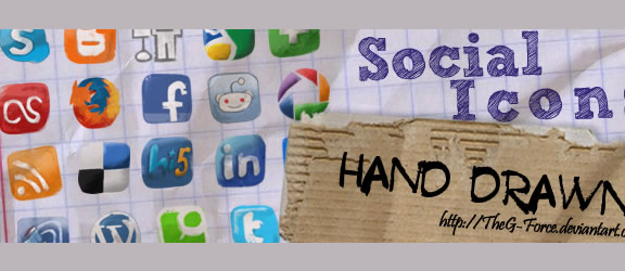 Rollover Hand Icon. Social Icons hand drawned