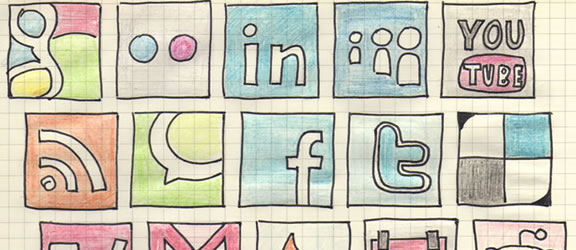 Rollover Hand Icon. Hand drawn social media icons