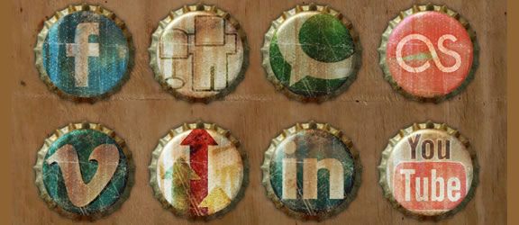 Old Bottle Crowns Icon Set