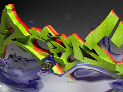3d graffiti repeat using apple textures and water