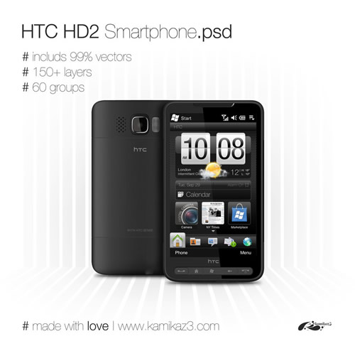 HTC HD2 Smartphone vector