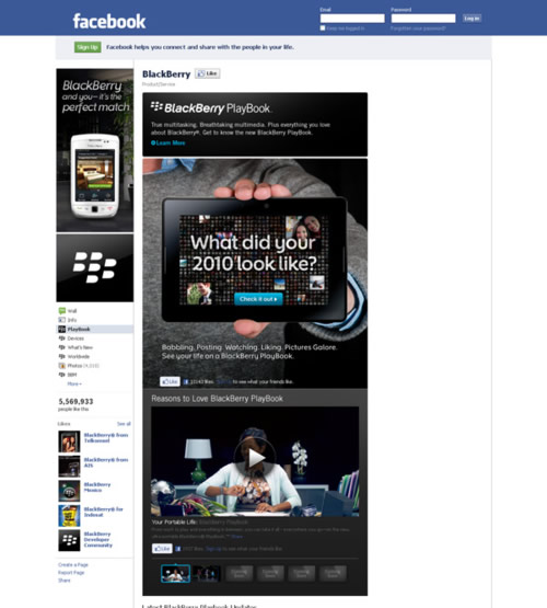 BlackBerry Facebook Page
