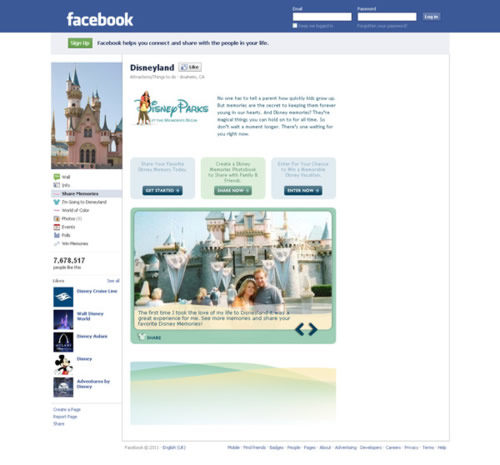 Disneyland Facebook Page