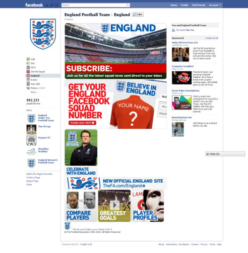 England Team Facebook Page