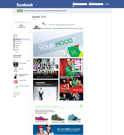 Lacoste Facebook Page Lacoste Facebook Page