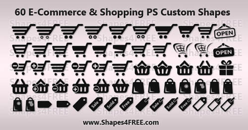 60 Shopping and E-Commerce Photoshop Shapes