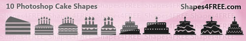 10 Cake Photoshop Custom Shapes – Birthday Cakes