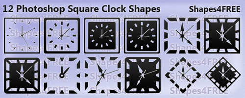 12 Photoshop Clock Shapes – Square Clocks