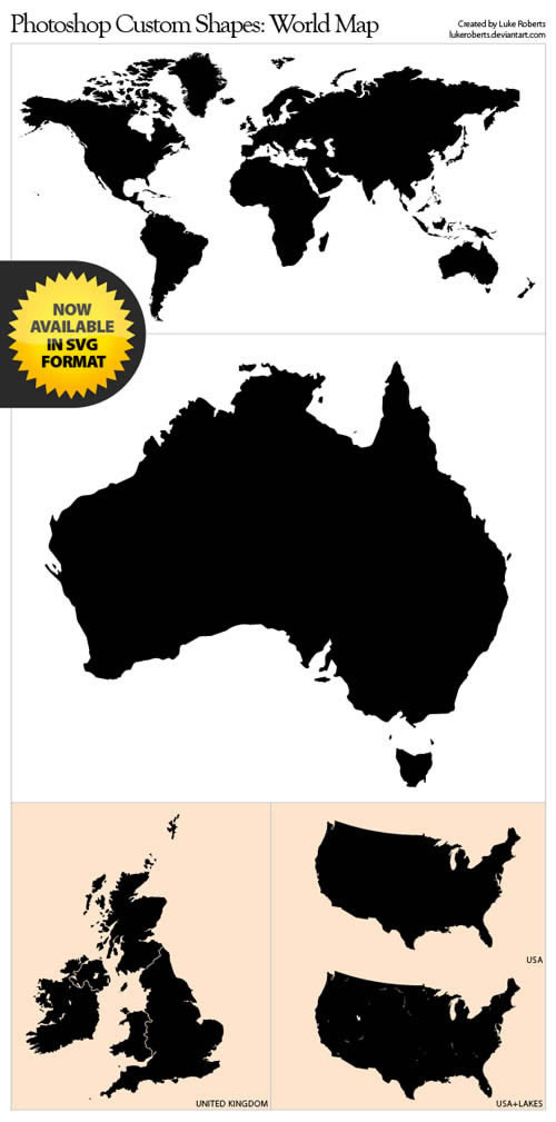 Photoshop Shapes: World Map