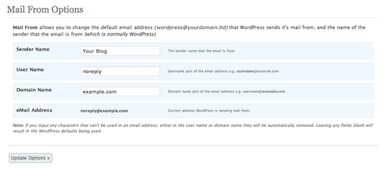 Change WordPress default mail sender