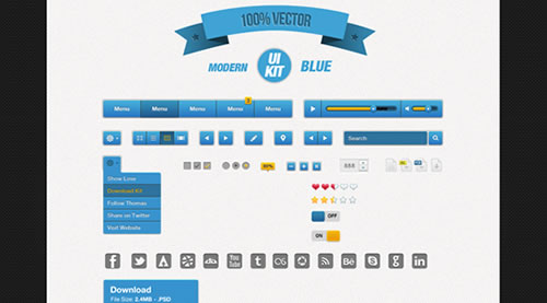 Modern Blue UI Kit - Web Elements