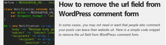 How to remove the url field from WordPress comment form