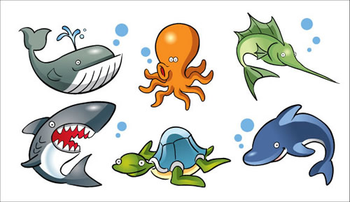 Cartoon Sea Animals Vector